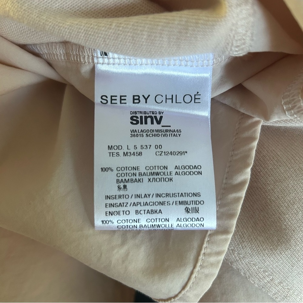 See By Chloé Comfy Cotton Shirt Dress Tunic Like-New Size 10 - Picture 12 of 15